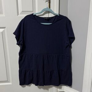 Nursing Queen Navy Ruffle Top